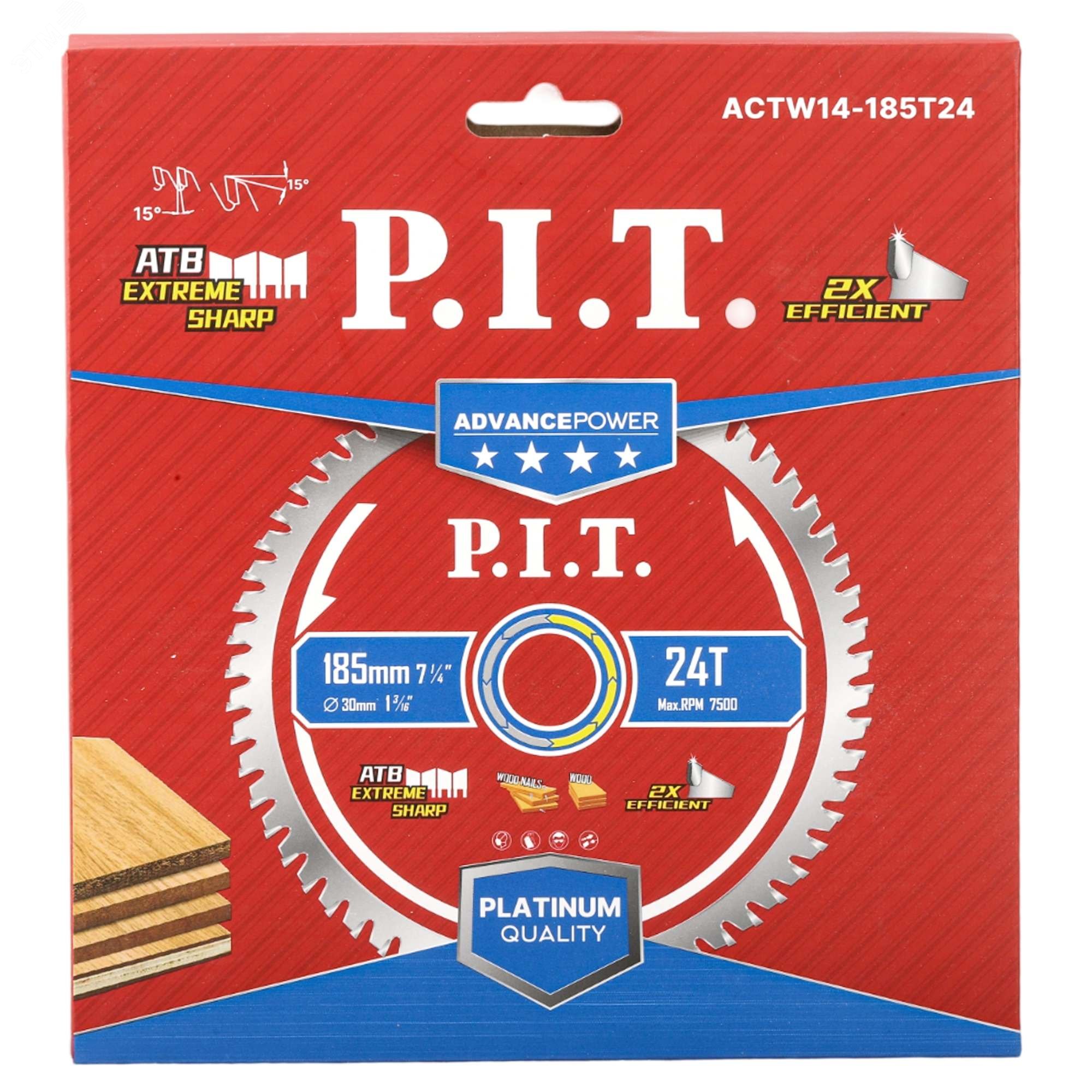 Изображение товара Диск пильный по дереву P.I.T. ADVANCE 185x30x1,4 мм 24T Carbide