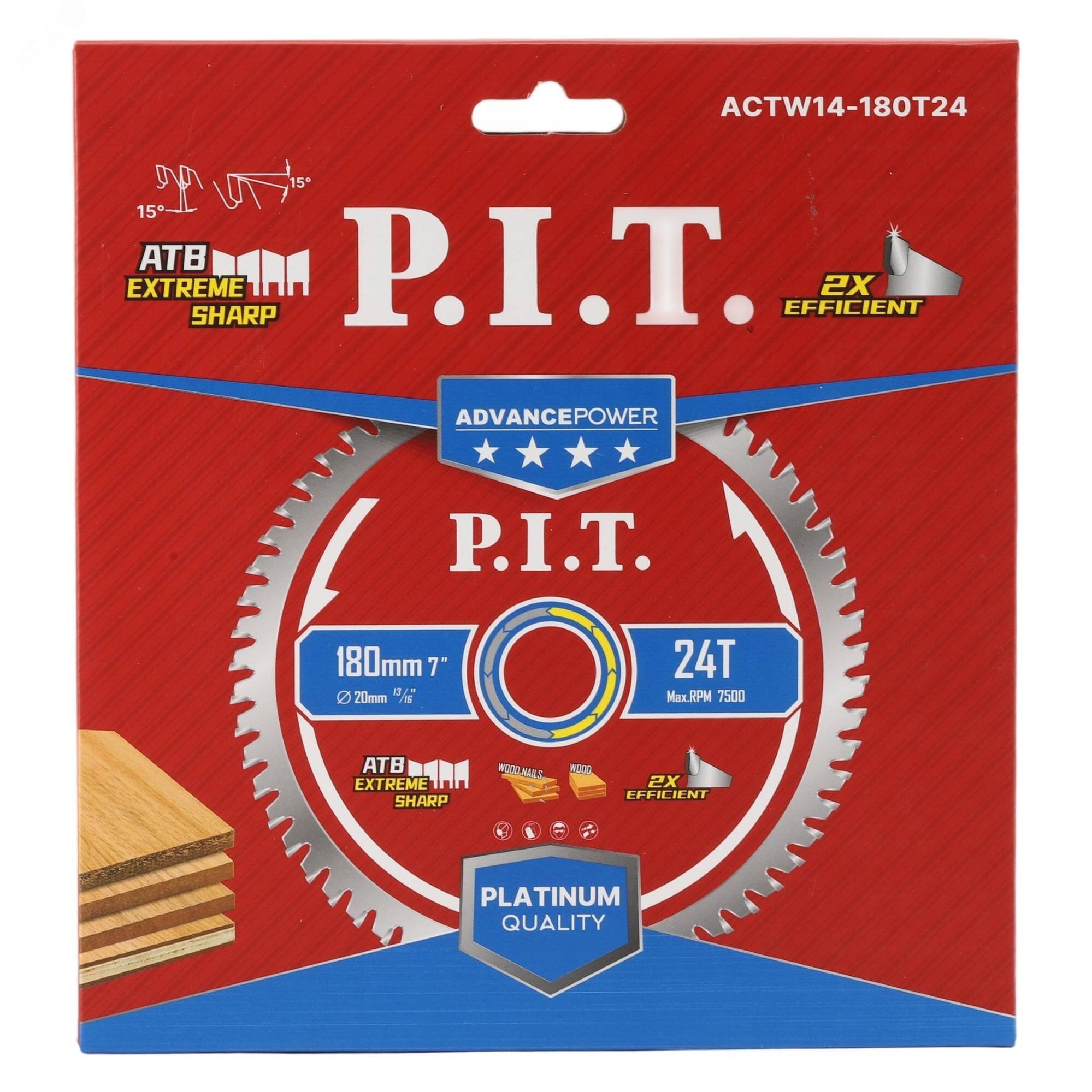 Изображение товара Диск пильный по дереву P.I.T. ADVANCE 180x20x1,4 мм 24T Carbide для циркулярной пилы