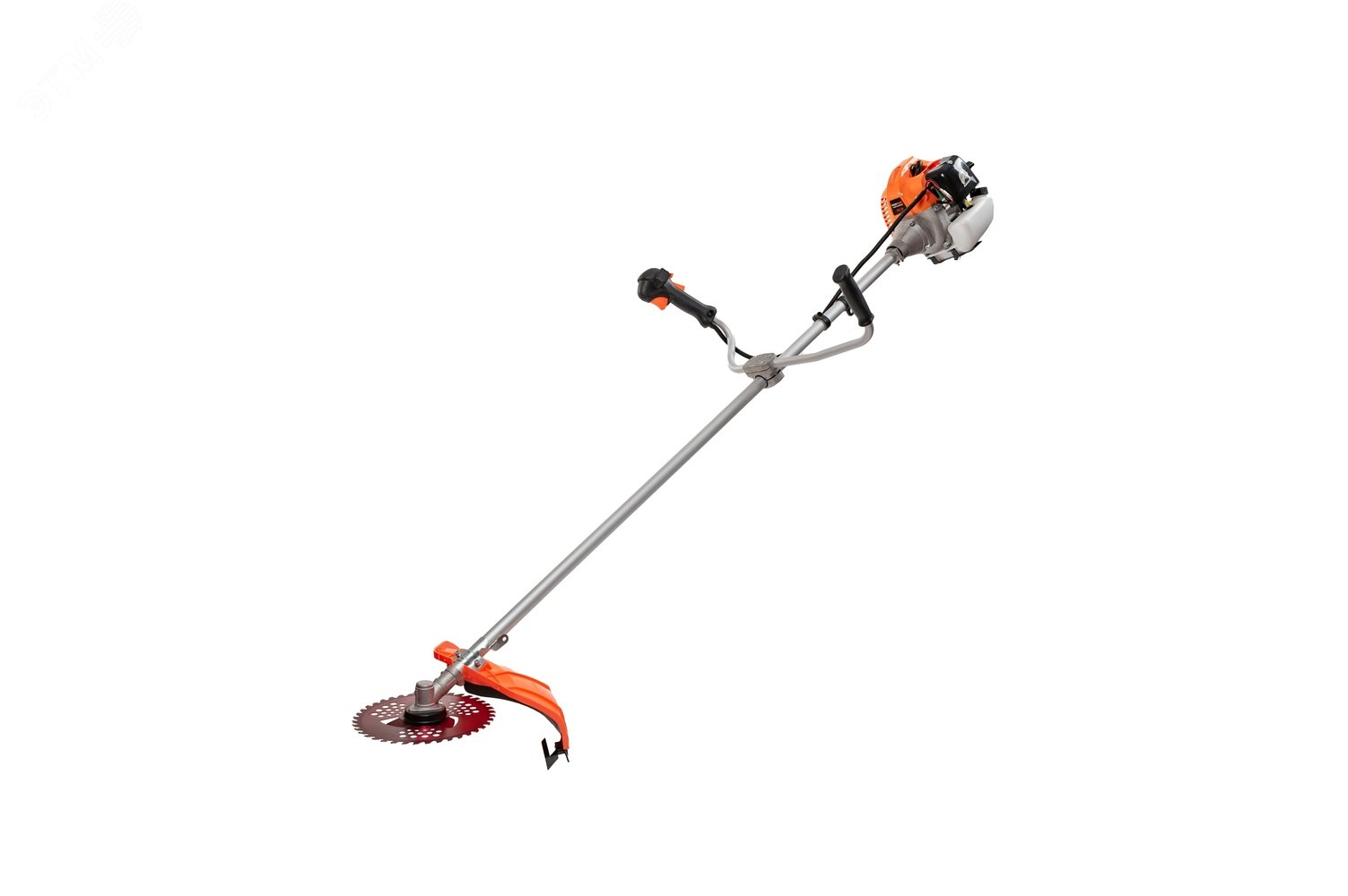 Изображение товара Триммер бензиновый (2,3л.с, 52см, 2-т, диск 40+3 зуб, очки, ремень, нераз. штанга) (шт)