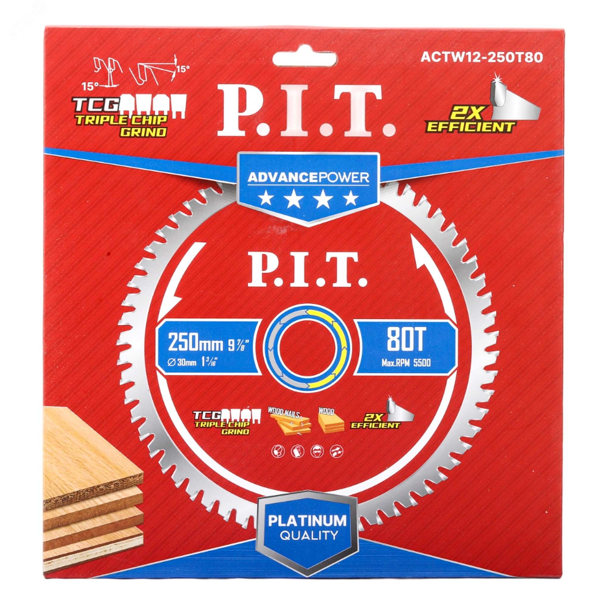 Изображение товара Диск пильный по дереву P.I.T. ADVANCE 250x30x2,4 мм 80T Carbide
