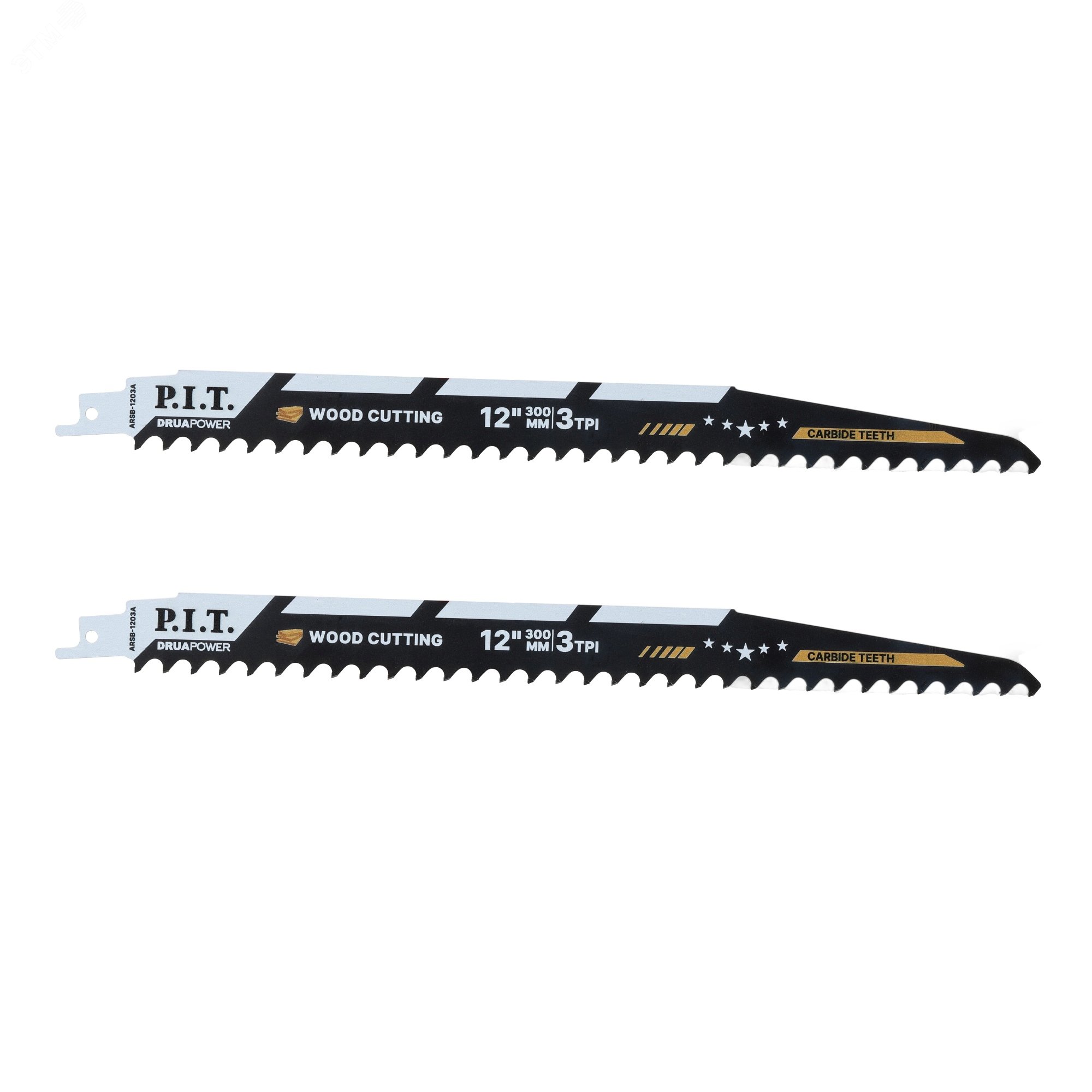 Изображение товара Полотно для сабельной пилы с карбидными зубьями 2 шт, 300х1,3мм, 3 TPI (ARSB-1203A) DRUA (шт)