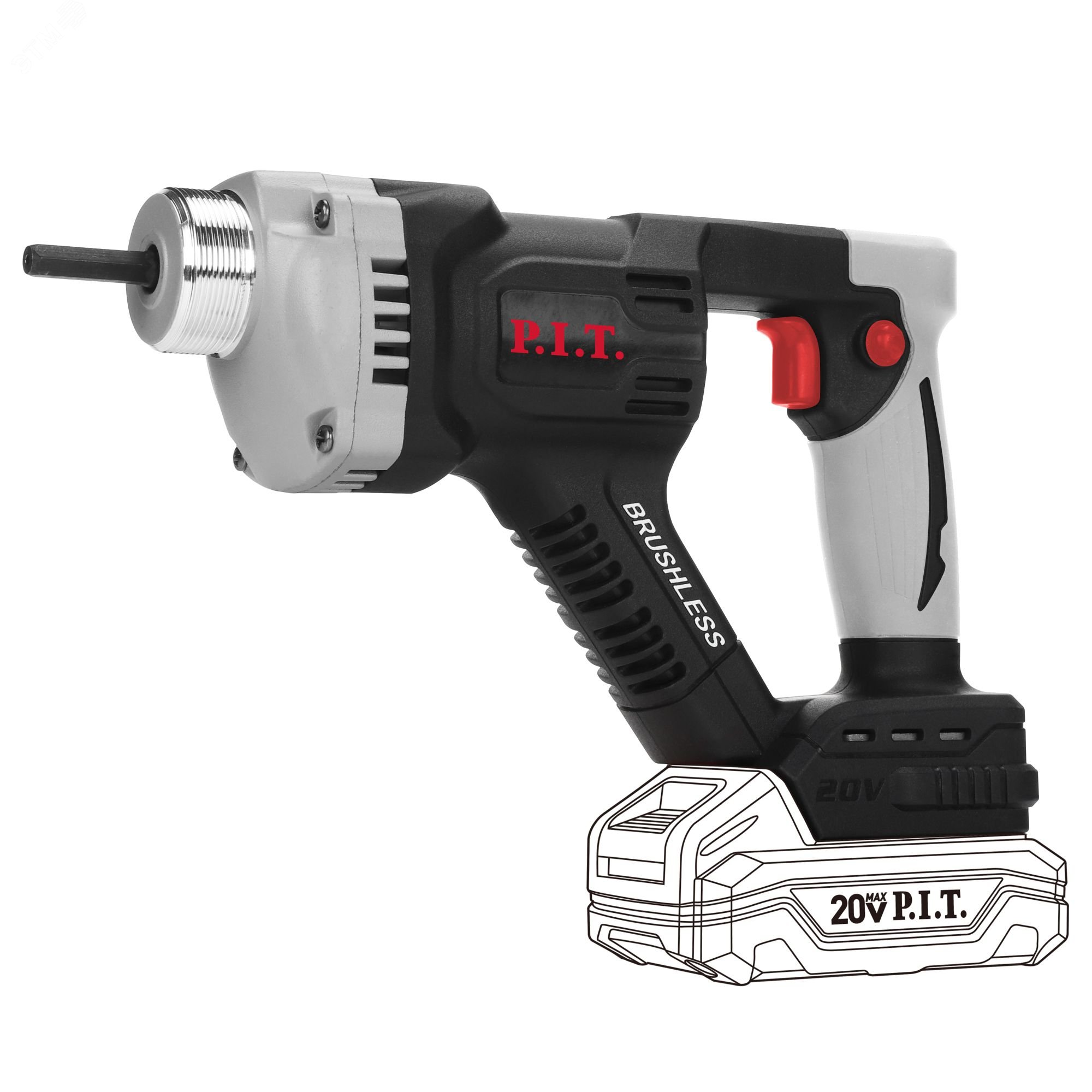 Изображение товара Аккумуляторный вибратор для бетона P.I.T. PMV20H-25A 20В, 25мм, 3100об/мин