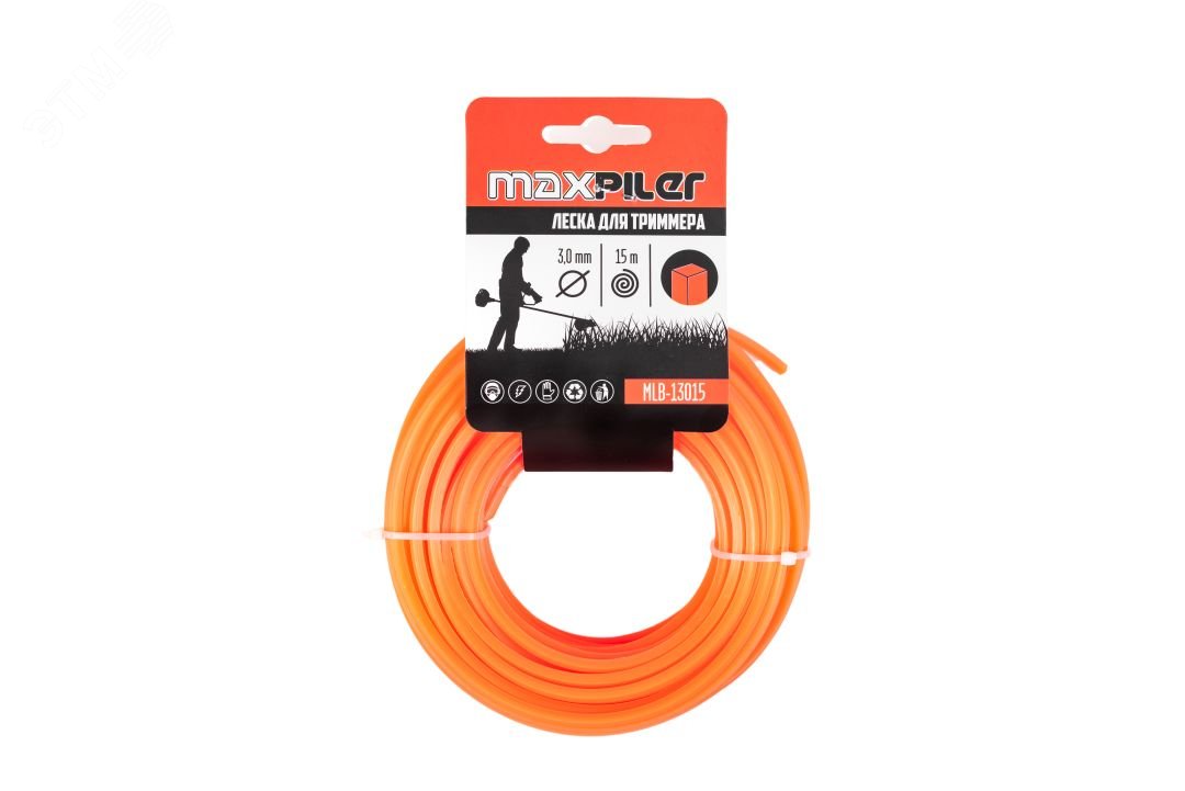 Изображение товара Леска для триммера 3 мм 15 м квадрат оранжевый P.I.T.