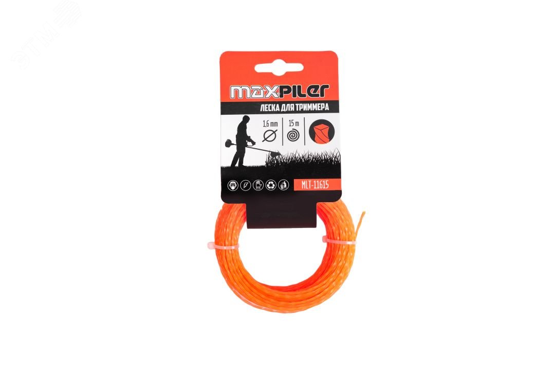 Изображение товара Леска для триммеров 1.6мм 15м, квадрат крученый MAXPILER (шт)