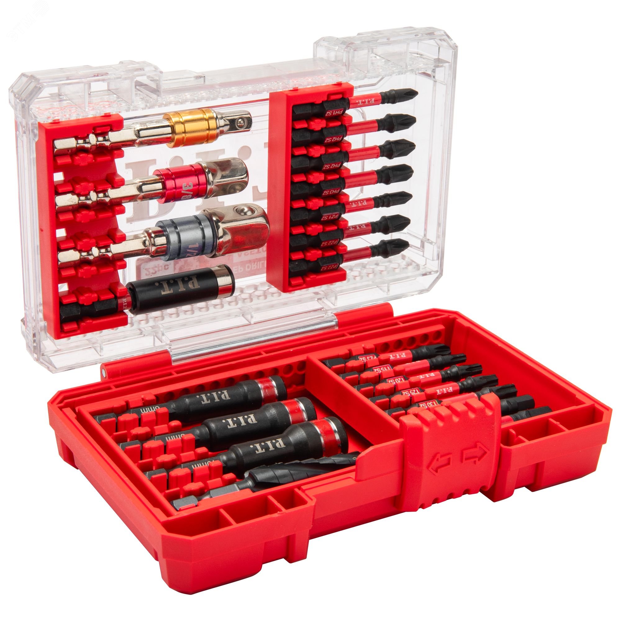 Изображение товара "Набор ударных бит и торцевых головок P.I.T. DRUA ASET04-0022 (22шт, адапт. 1/2"",1/4"",3/8"", ступ.св.)" (шт)