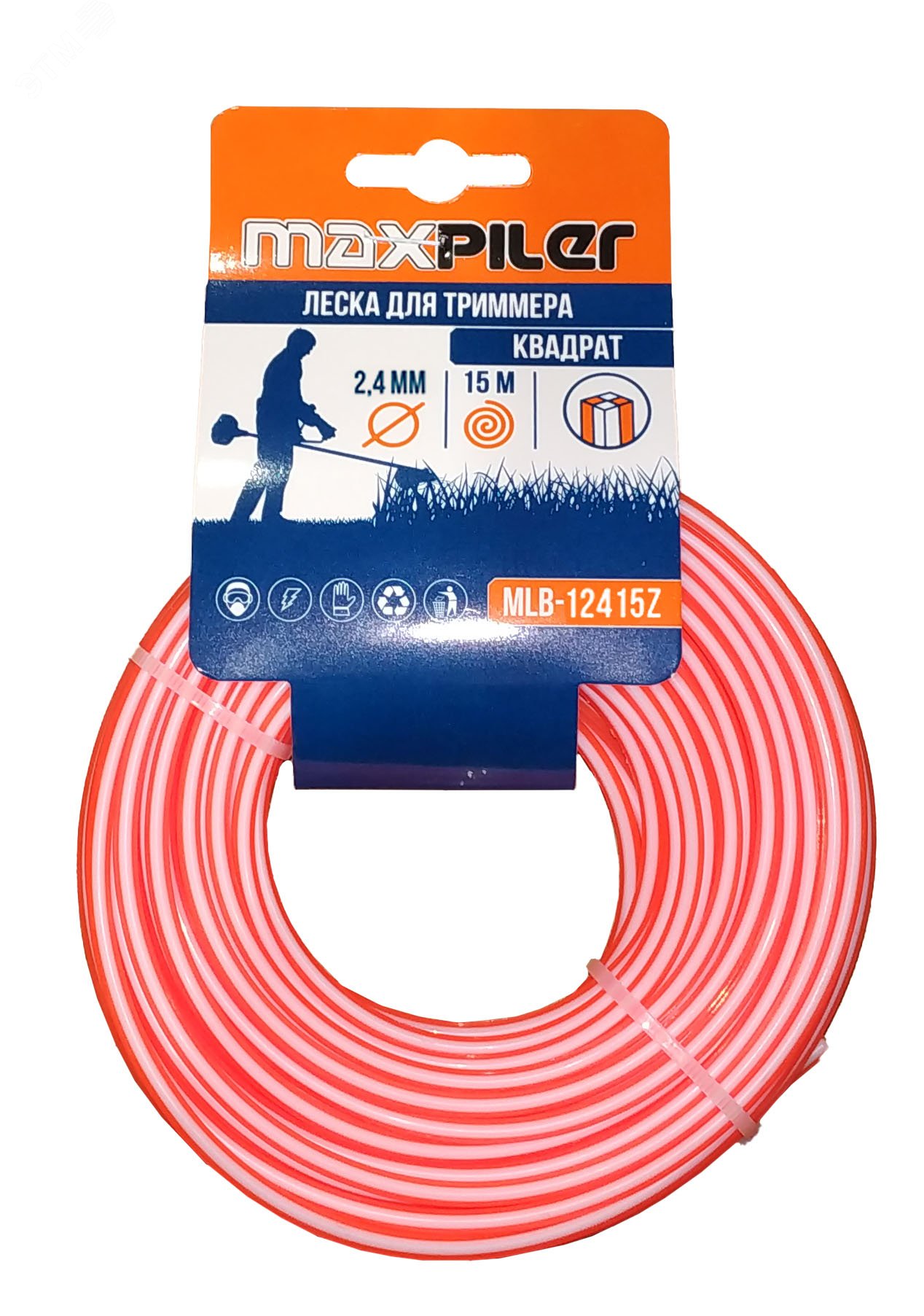 Изображение товара Леска для триммеров 2.4мм 15м квадрат оранжевая P.I.T. MLB-12415Z