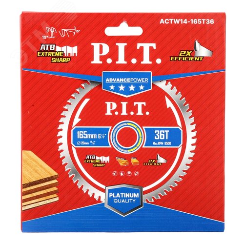Изображение товара Диск пильный по дереву P.I.T. ADVANCE 165x20x1,4 мм, 36T Carbide, зуб ATB 15° (ACTW14-165T36) (шт)