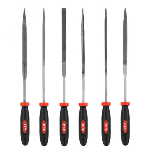 Изображение товара Набор надфилей с двухкомпонентной рукояткой (№3, 6шт, 200/100 мм, 2-я насечка) (уп)