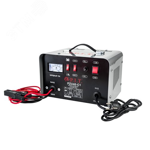 Изображение товара Пуско-зарядное устройство P.I.T. PZU40-C1 МАСТЕР (0.85/5кВт, 12/24В, 18/25А, макс.38А, акб 20-100Ач) (шт)