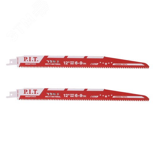 Изображение товара Полотно для сабельной пилы с карбидными зубьями 2 шт, 300х1,3мм, 6-9 TPI (ARSB-1209A) DRUA (упак)
