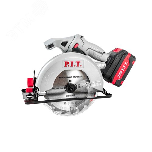 Изображение товара Пила циркулярная аккум. P.I.T. PKS20H-165A/1 (20В, диск 165мм, пропил 52мм, 4300об/мин, 1акб4Ач, ЗУ) (шт)