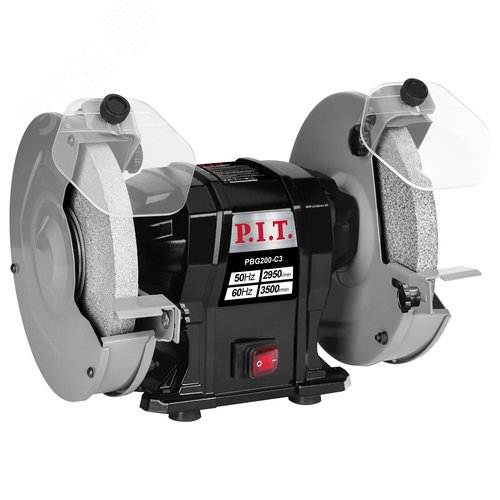 Изображение товара Станок точильный электрич. P.I.T. PBG200-C3 (500Вт, 2950об/мин, 200х12,7х20/200х16х20мм, пылезащ.) (шт)