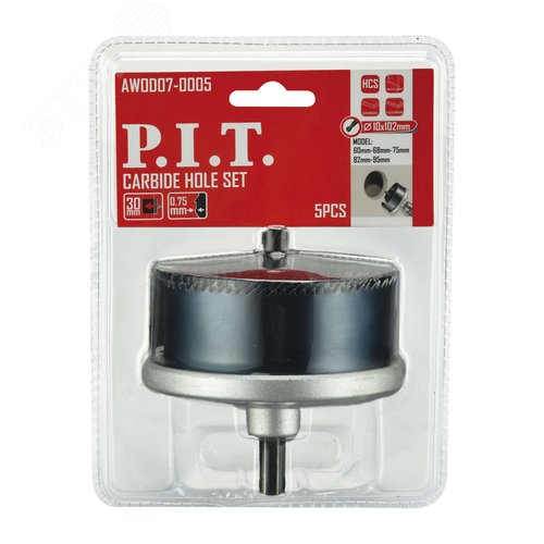 Изображение товара Пила кольцевая наборная по дереву P.I.T. 5 полотен, 60-95мм, глубина 30мм, адаптер (AWOD07-0005) (шт)