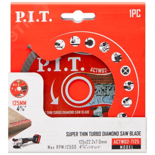Изображение товара Диск алмазный отрезной Turbo P.I.T. 125x22,2x1,4 мм (ACTW02-T125) (шт)
