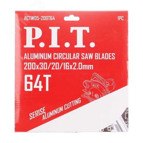 Изображение товара Диск пильный по алюминию P.I.T. 200x30/20/16x2 мм 64T, тип зуба TCG (ACTW05-200T64) (шт)