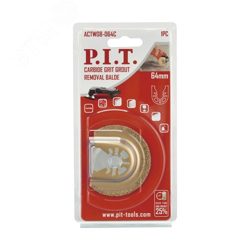 Изображение товара Насадка карбидная для реноваторов (МФИ) P.I.T. 64мм, тротуар. плитка, кирпич, керамика (ACTW08-064C) (шт)