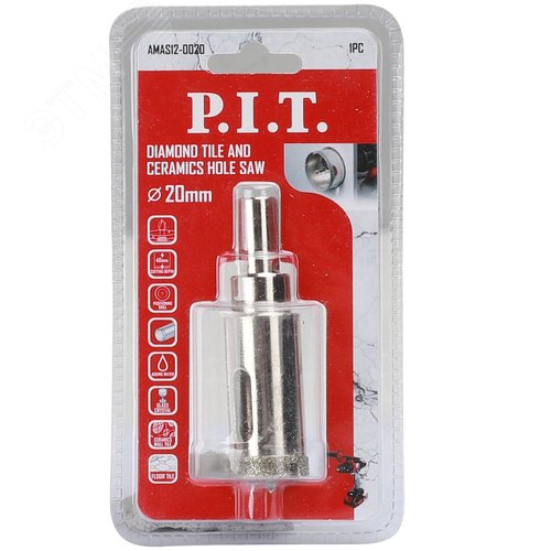 Изображение товара Коронка алмазная по стеклу и керамике P.I.T. 20x40мм, хв.HEX, напр. св., сухое/мокрое (AMAS12-0020) (шт)