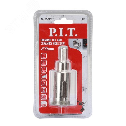 Изображение товара Коронка алмазная по стеклу и керамике P.I.T. 22x40мм, хв.HEX, напр. св., сухое/мокрое (AMAS12-0022) (шт)
