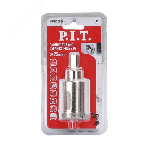 Изображение товара Коронка алмазная по стеклу и керамике P.I.T. 25x40мм, хв.HEX, напр. св., сухое/мокрое (AMAS12-0025) (шт)
