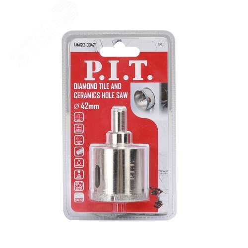 Изображение товара Коронка алмазная по стеклу и керамике P.I.T. 42x40мм, хв.HEX, напр. св., сухое/мокрое (AMAS12-0042) (шт)