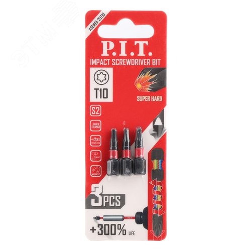 Изображение товара Биты ударные T10x25 мм 3 шт в уп. (уп)