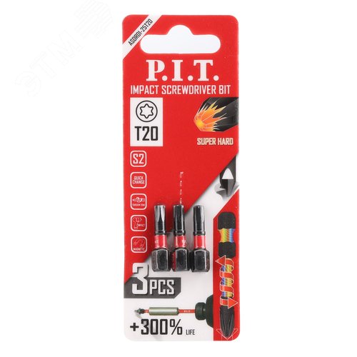 Изображение товара Биты ударные T20x25 мм 3 шт в уп. (уп)