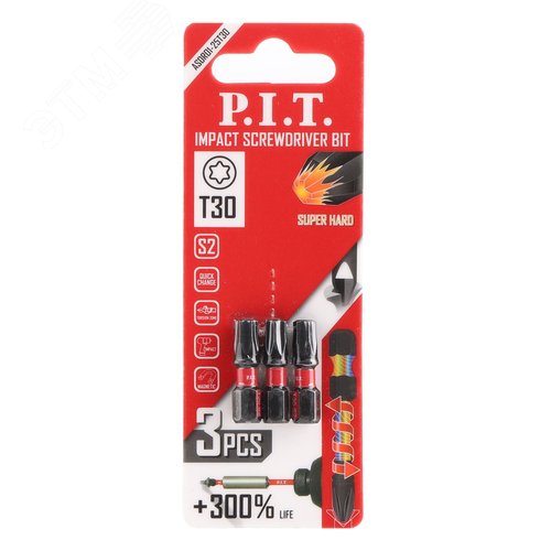 Изображение товара Биты ударные T30x25 мм 3 шт в уп. (уп)