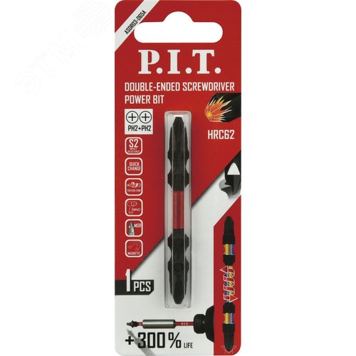 Изображение товара Бита ударная двусторонняя магнитная P.I.T. PH2-PH2x65 мм, IMPACT, торсионная зона (ASDR03-065A) (шт)