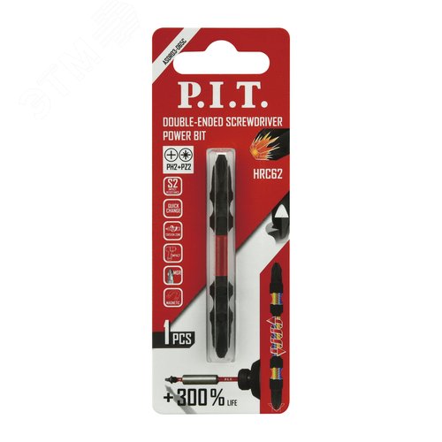 Изображение товара Бита ударная двусторонняя магнитная P.I.T. PH2-PZ2x65 мм, IMPACT, торсионная зона (ASDR03-065C) (шт)