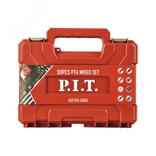 Изображение товара Набор сверл и бит P.I.T. 50 шт, бетон, металл, дерево, биты, зенкер, держатель, кейс (ASET05-050A) (шт)