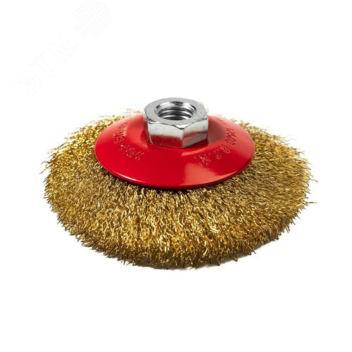 Изображение товара Кордщетка коническая P.I.T. 100x0,3мм, латунированная витая проволока, резьба M14 (APLS12-P100) (шт)