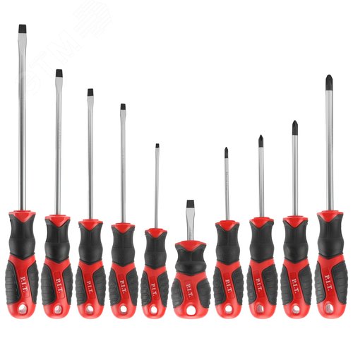 Изображение товара Набор отверток с магнитным наконечником P.I.T. ADVANCE HSDR04-0010 (10шт, Cr-V, PH0-PH3, SL3-SL8) (шт)