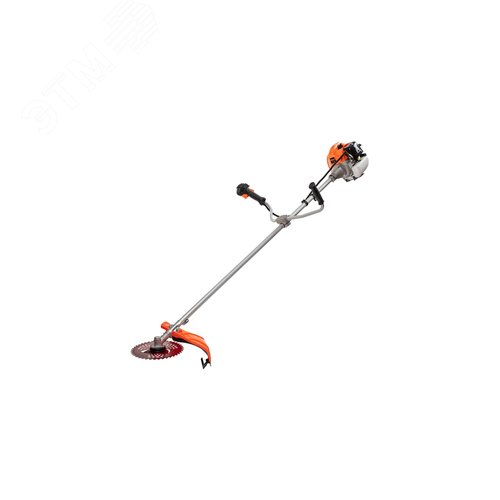 Изображение товара Триммер бензиновый (2,3л.с, 52см, 2-т, диск 40+3 зуб, очки, ремень, нераз. штанга) (шт)