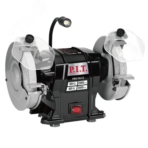 Изображение товара Станок точильный электрич. P.I.T. PBG150-C2 (300Вт, 2950об/мин, 150х12.7х20мм, LED, пылезащита) (шт)