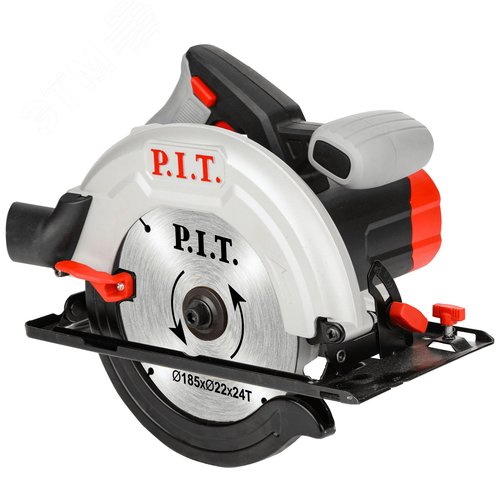 Изображение товара Пила циркулярная электрич. P.I.T. PKS185-C3 (1400Вт, 5500об/мин, диск 185х20мм, пропил 42/60мм, 45°) (шт)