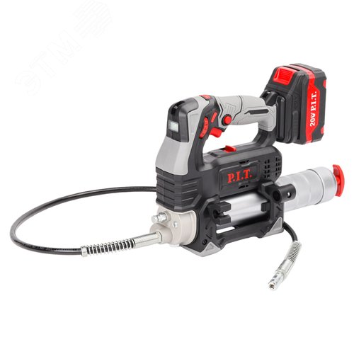 Изображение товара Пистолет смазочный аккум. P.I.T. PGG20H-400A (20В, 450г, 2ск. 100/290 г/мин, 340/680 атм, шланг 1м) (шт)