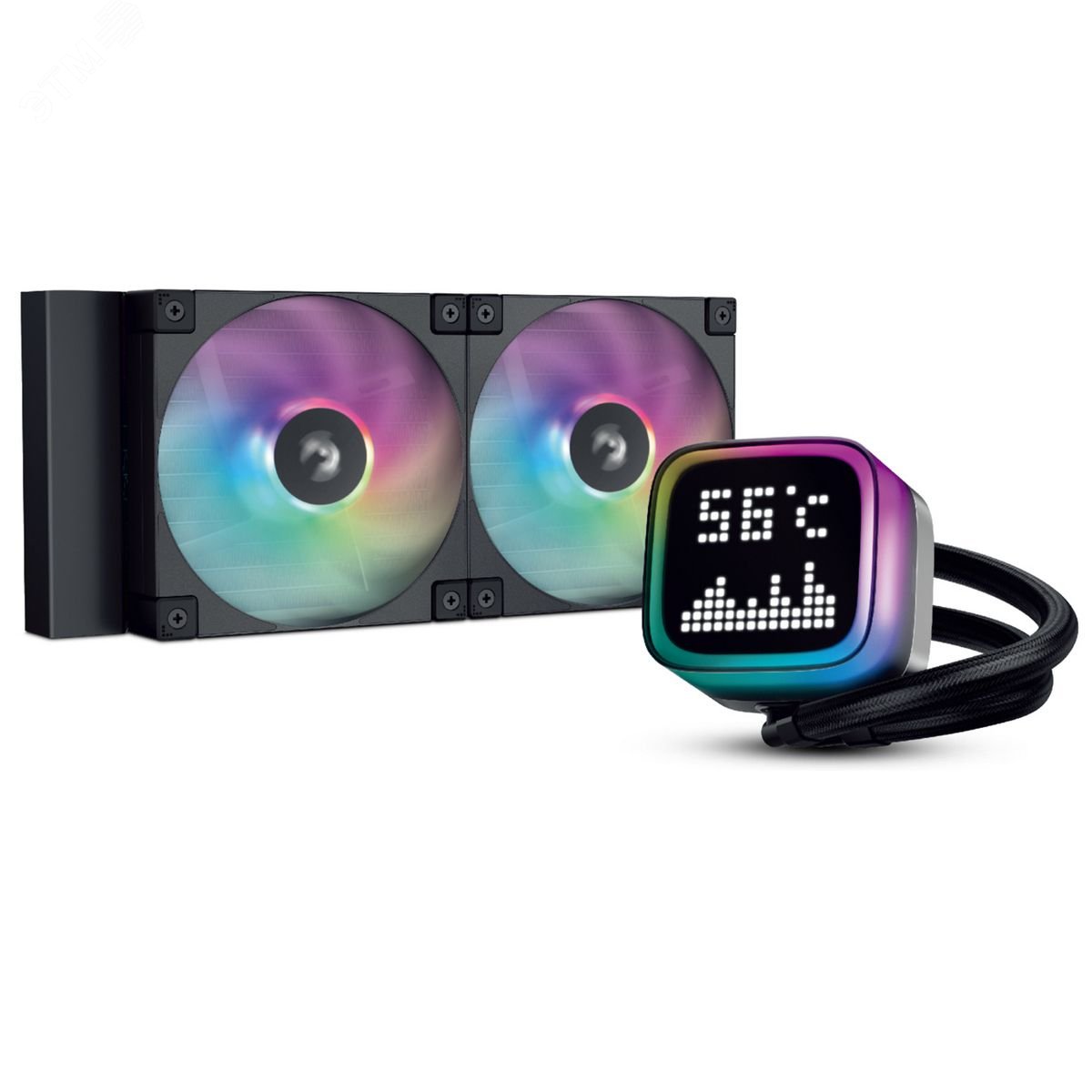 Изображение товара Жидкостная система охлаждения LGA1700/1200/115x, AM4/AM5, 240 мм, 2400 об/мин, TDP 280 Вт, черный (шт)