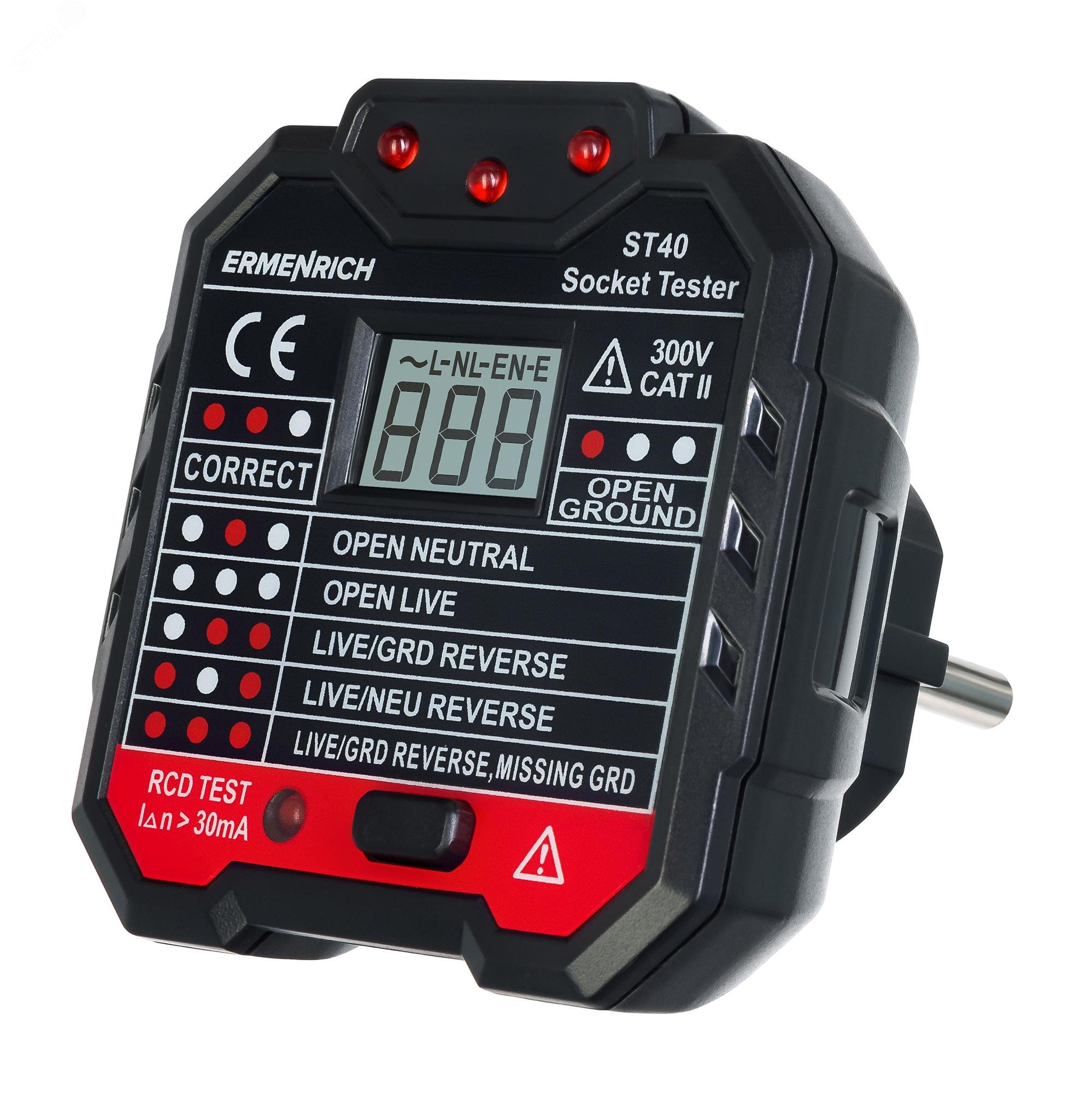 Изображение товара Тестер розеток Zing ST40 с ЖК дисплеем и 7 режимами проверки