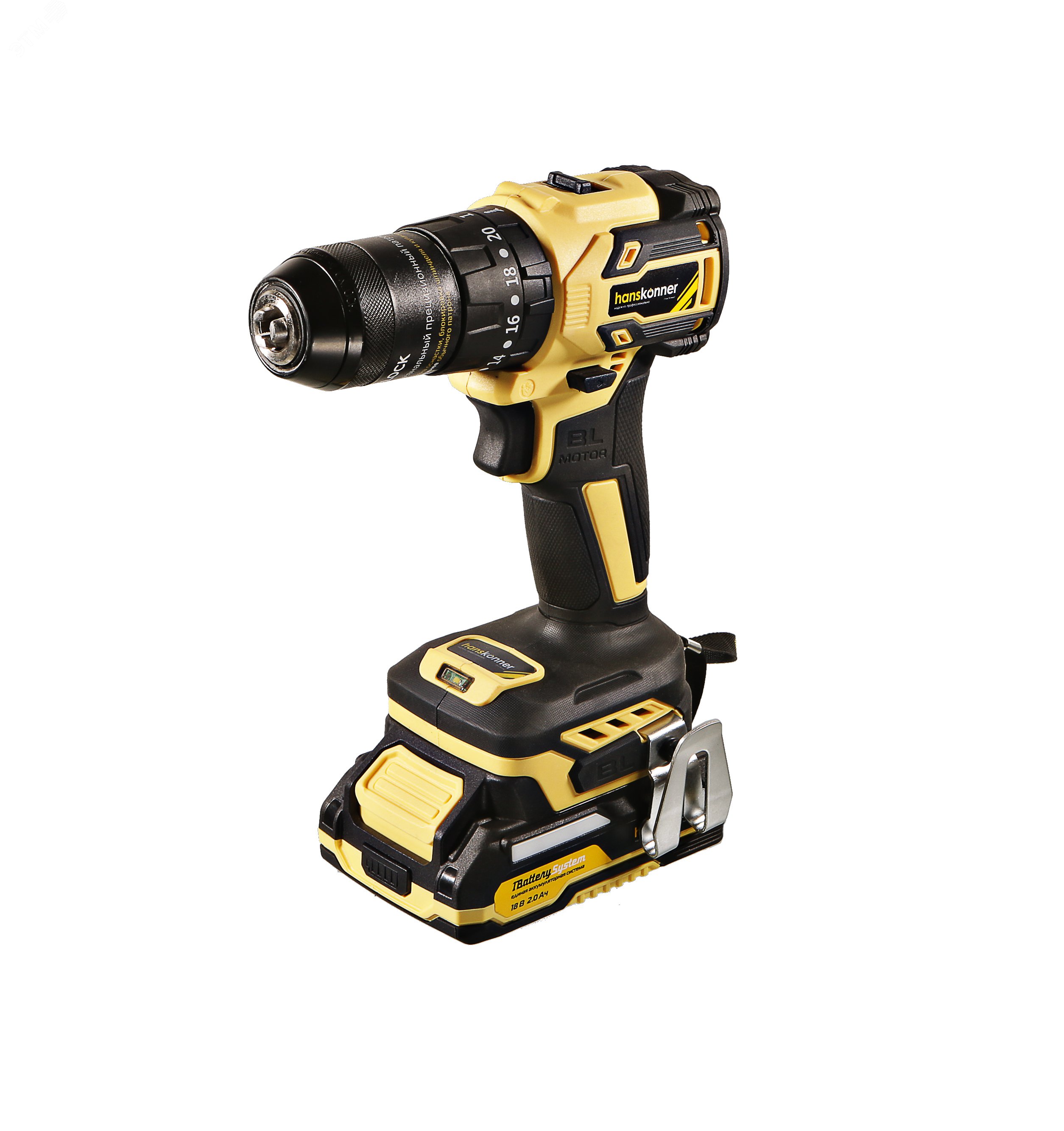 Изображение товара Аккумуляторная дрель-шуруповерт Hanskonner HCD2065BLIC 18 В 65 Нм ударная в кейсе