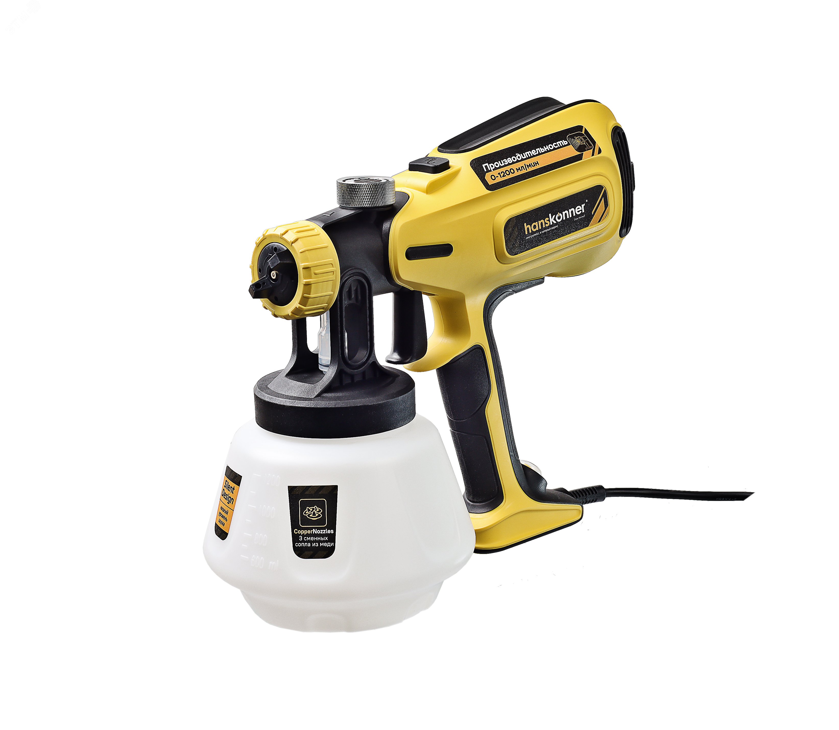 Изображение товара Краскопульт PLATINUM 800Вт 0-1200мл/мин 120DIN/сек МАЛОШУМНЫЙ шнур 6м (шт)