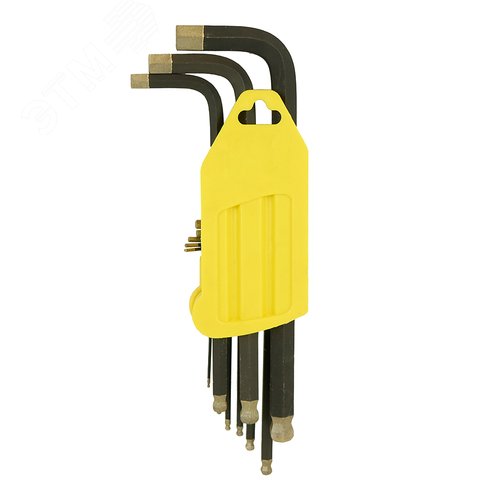 Изображение товара Набор шестигранных ключей с шариковым наконечником алмазное покрытие сталь S2 1.5-10'мм(1 комплект - 9шт) (комплект)