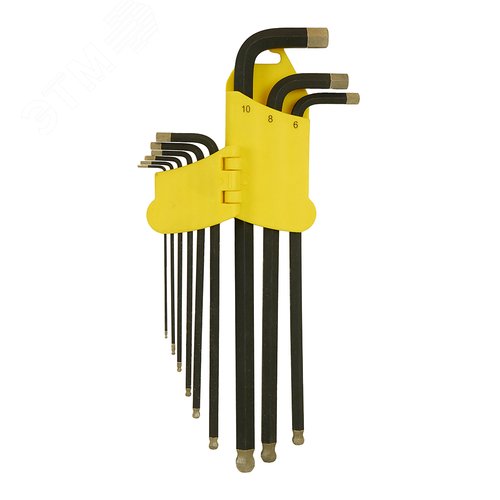 Изображение товара Набор шестигранных ключей супер-длинных сталь S2 шариковый наконечник алмазное покрытие 1.5-10'мм (1 комплект - 9 шт) (комплект)