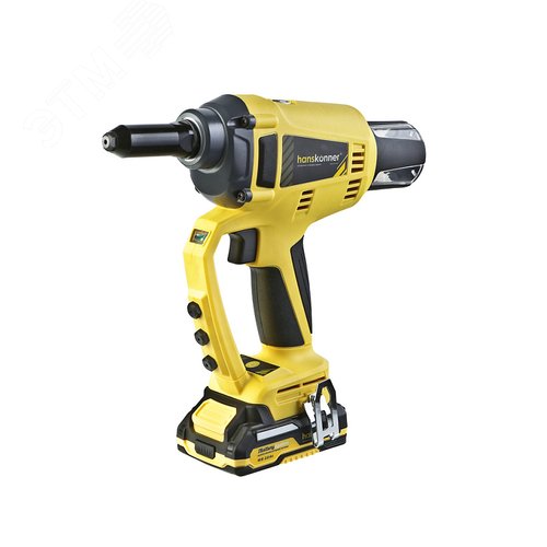 Изображение товара Пистолет заклепочный аккумуляторный 18ВS Hanskonner (2.4, 3.2, 4.0, 4.8 мм), 2х2Ач, ЗУ (шт)