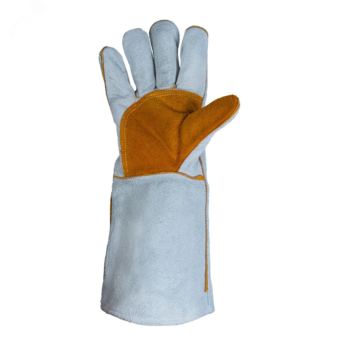 Изображение товара Перчатки Ferrus Long защитные (краги) из спилк кожи с подкладкой, серый/желтый, размер 10/XL (6 пар) (упак)