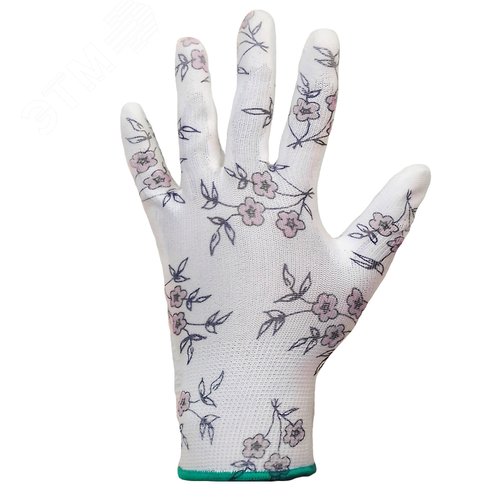 Изображение товара Защитные перчатки с рисунком в инд. упак., с маркир., полиэстер, полиурет. покр., размер L (12пар) (упак)