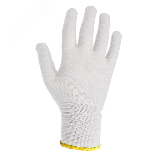 Изображение товара Белые легкие бесшов. перчатки, нейлон, без оверлока, размер L (12пар) (упак)