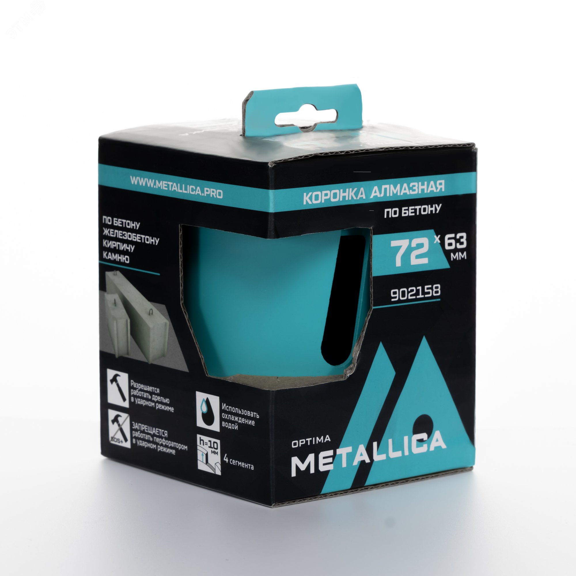 Изображение товара Коронка алмазная сегментная 72x63 мм, М16, без хвостовика, по бетону (шт)