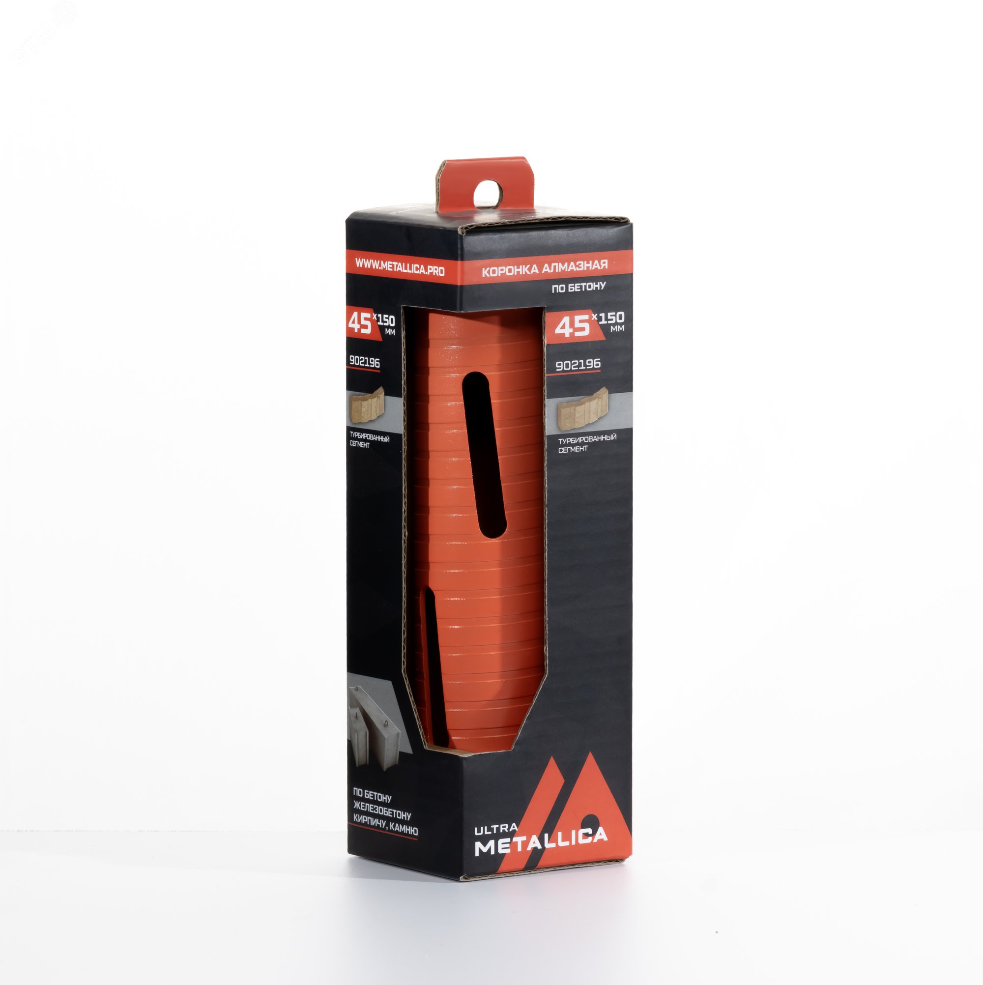 Изображение товара Коронка алмазная сегментная удлин. 45x150 мм, М16, без хвостовика, по бетону (шт)