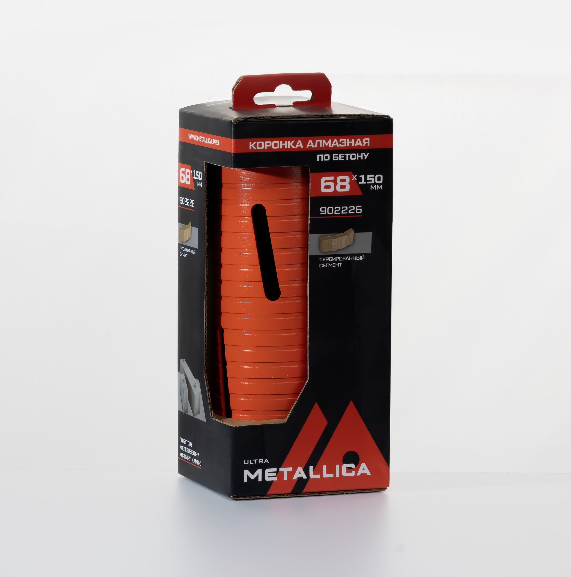 Изображение товара Коронка алмазная сегментная удлин. 68x150 мм, М16, без хвостовика, по бетону (шт)