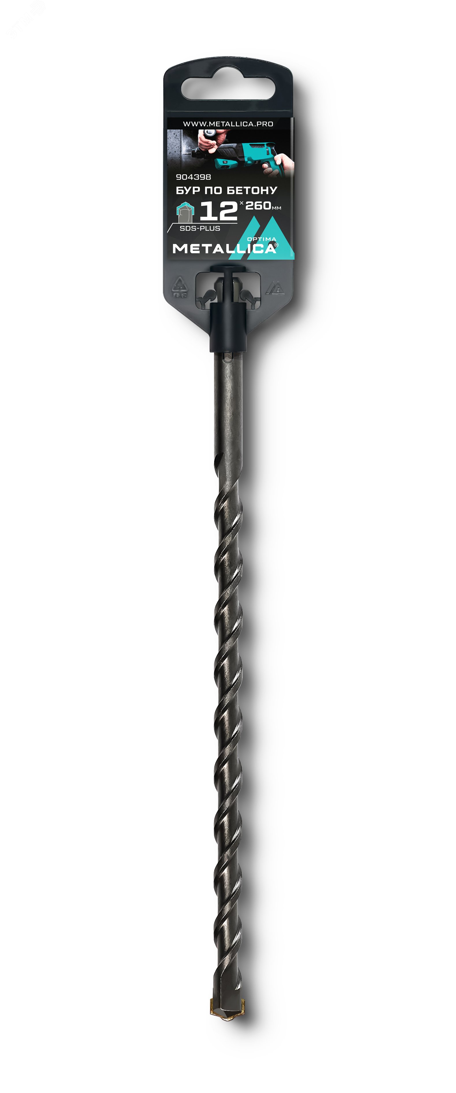 Изображение товара Бур по бетону SDS-plus 12 мм 260/200 мм с твердосплавной напайкой